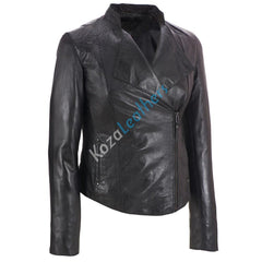 Women Real Lambskin Leather Biker Jacket KW151 - VirtuousWares:Global