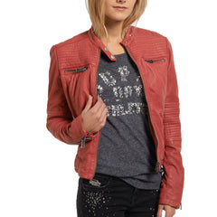 Women Real Lambskin Leather Biker Jacket KW474 - VirtuousWares:Global