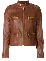 Women Real Lambskin Leather Biker Jacket KW529 - VirtuousWares:Global