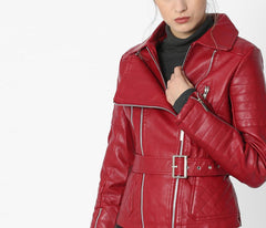 Women Real Lambskin Leather Biker Jacket KW571 - VirtuousWares:Global