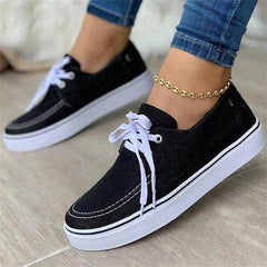 Women's Canvas Shoes Spring New Solid Denim Fabric Ladies Lace Up - VirtuousWares:Global