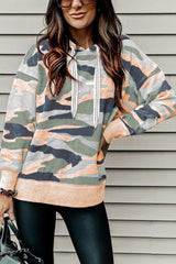 Women's Casual Khaki Camo Print Drawstring Hoodie - VirtuousWares:Global