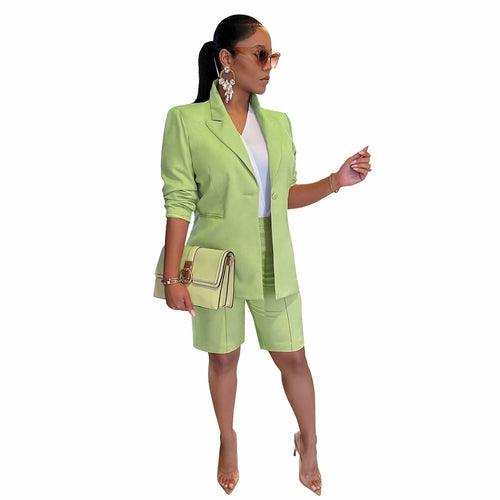 Women's Casual Suit Set with Jacket and Shorts - VirtuousWares:Global