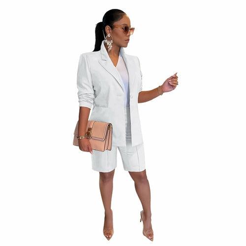 Women's Casual Suit Set with Jacket and Shorts - VirtuousWares:Global