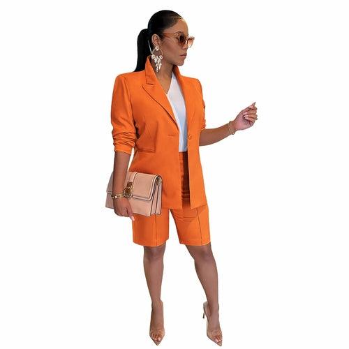 Women's Casual Suit Set with Jacket and Shorts - VirtuousWares:Global