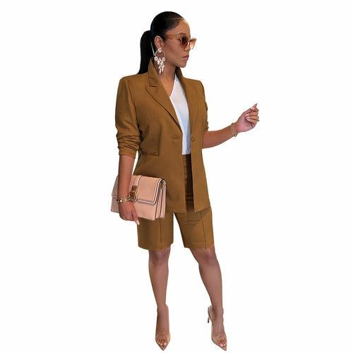 Women's Casual Suit Set with Jacket and Shorts - VirtuousWares:Global