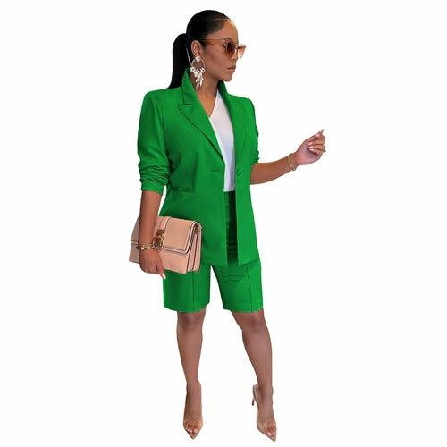 Women's Casual Suit Set with Jacket and Shorts - VirtuousWares:Global