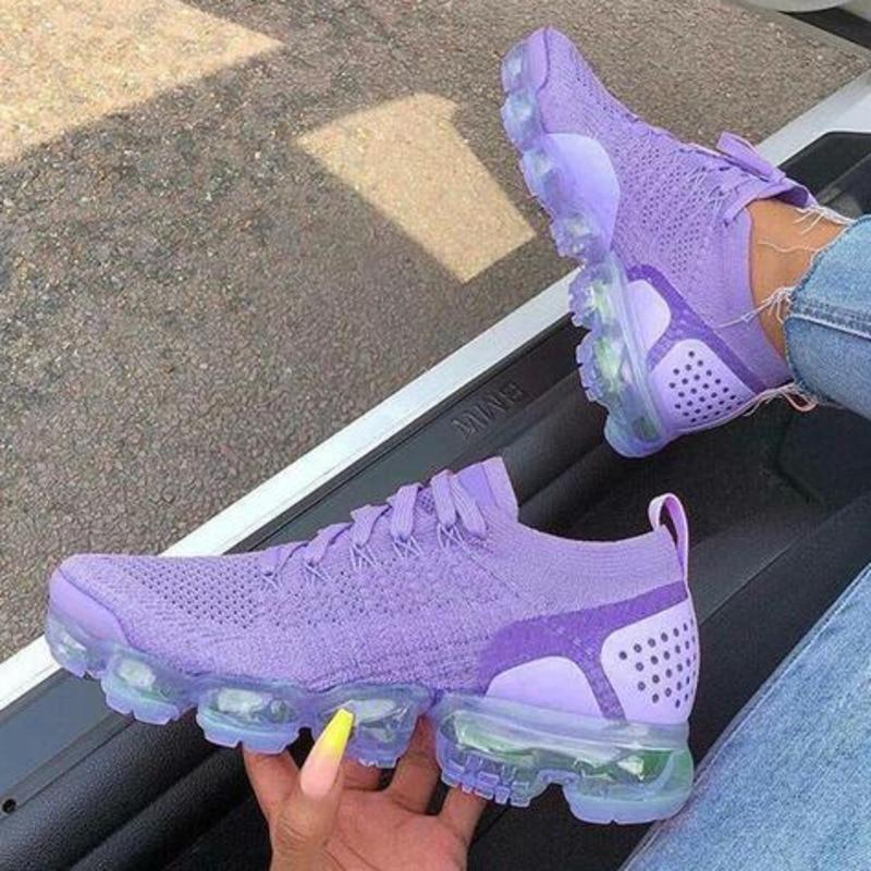 Women's Flying Woven Breathable Casual Sneakers Purple - VirtuousWares:Global