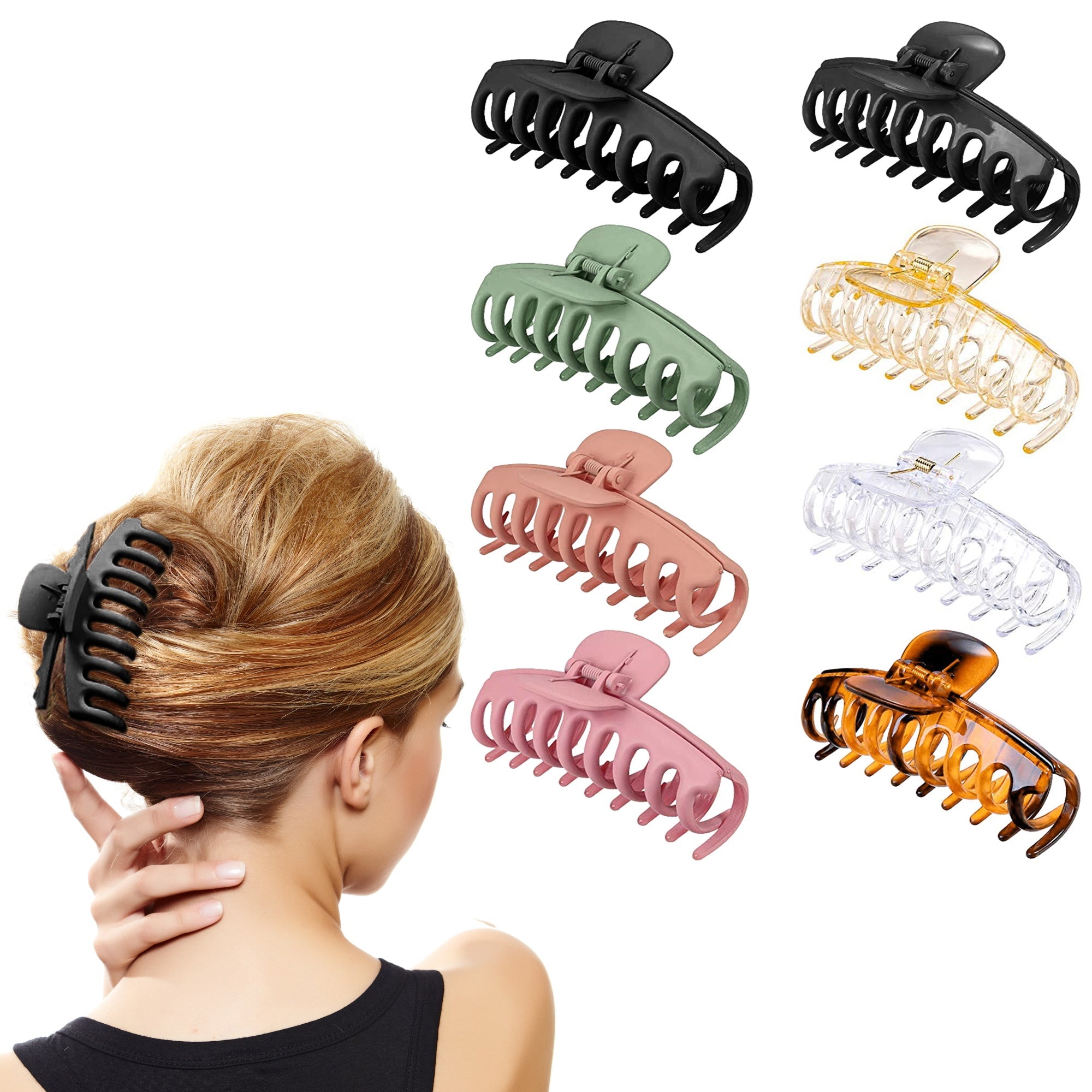 Women's Large Non-slip Hair Claw Clips (4 Packs) - VirtuousWares:Global