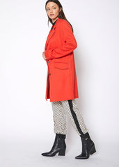 Women's Notch Collar Longline Jacket In Paprika - VirtuousWares:Global