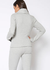 Women's Oversized Collar Zip-Up Moto Jacket In Heather Grey - VirtuousWares:Global