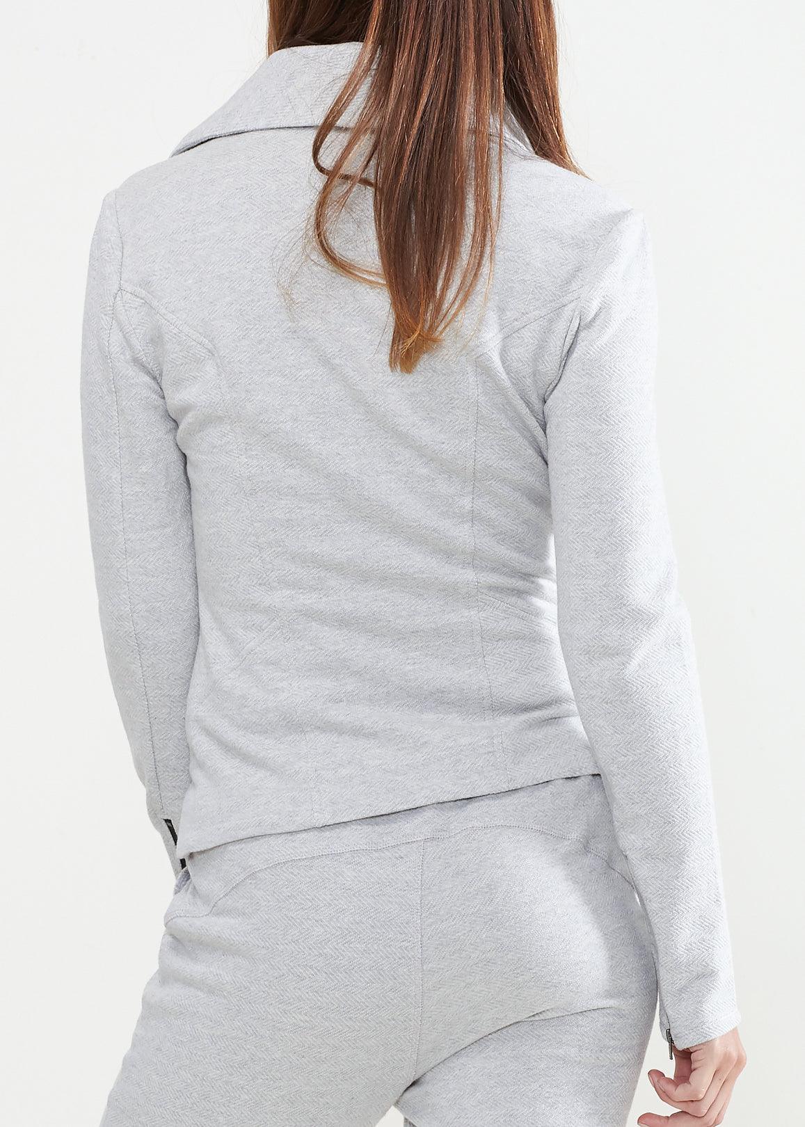 Women's Oversized Collar Zip-Up Moto Jacket In Heather Grey - VirtuousWares:Global
