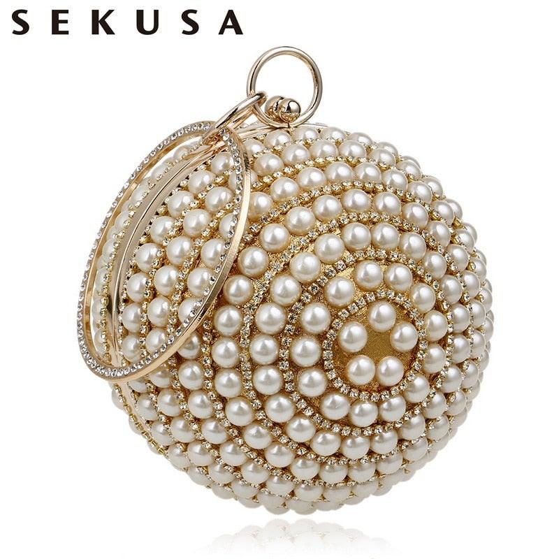 Women's Pearl Beaded Evening Bags Pearl Beads Clutch Bags Handmade - VirtuousWares:Global