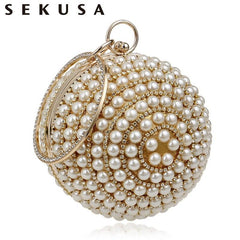 Women's Pearl Beaded Evening Bags Pearl Beads Clutch Bags Handmade - VirtuousWares:Global