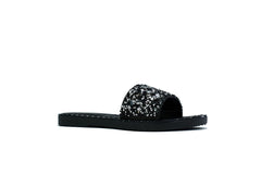 Women's Single Platform Glitter Sliders Black - VirtuousWares:Global