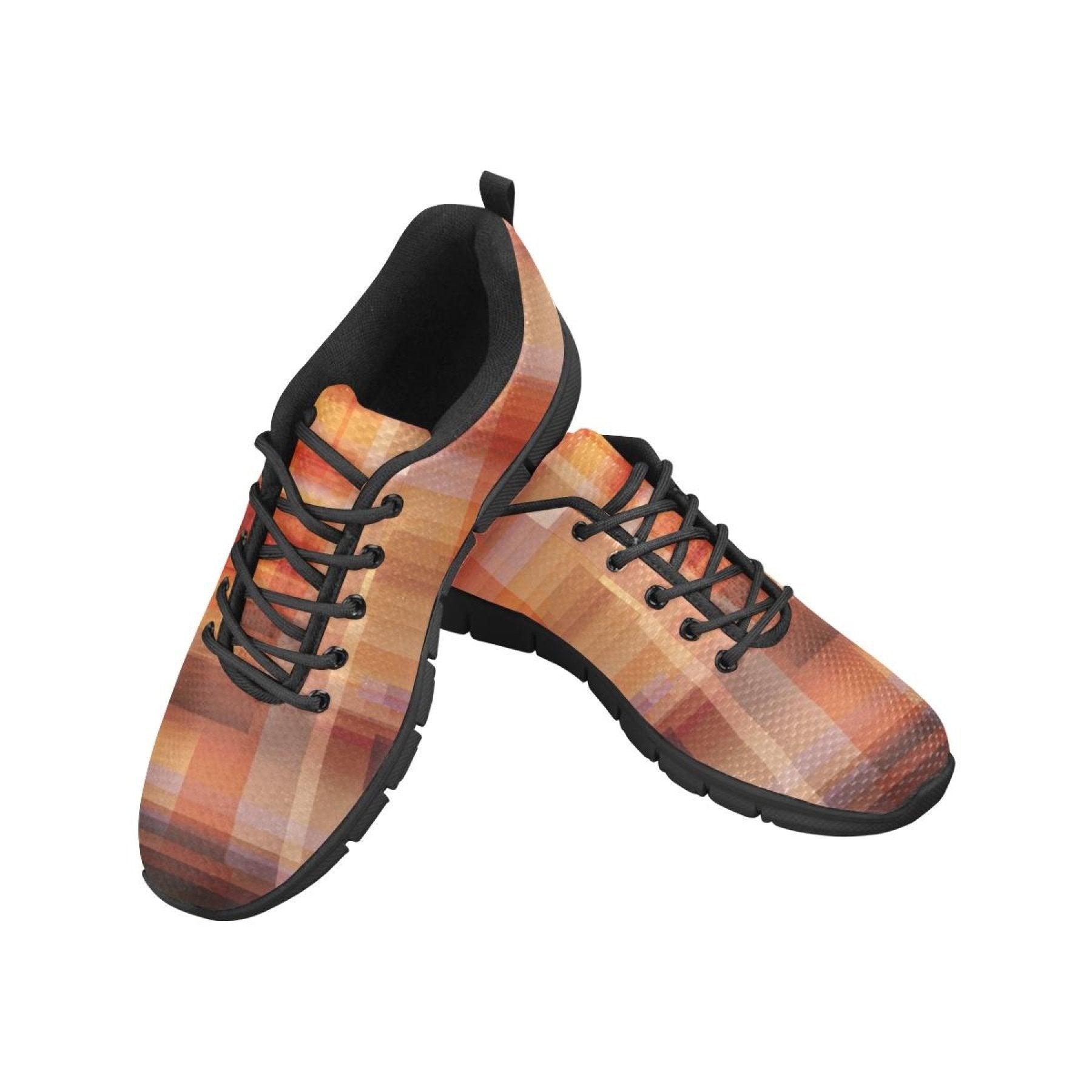 Women's Sneakers Geometric Brown And Black Running Shoes - VirtuousWares:Global