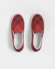 Women's Sneakers - Red Plaid Style Slip-on Canvas Sports Shoes - VirtuousWares:Global