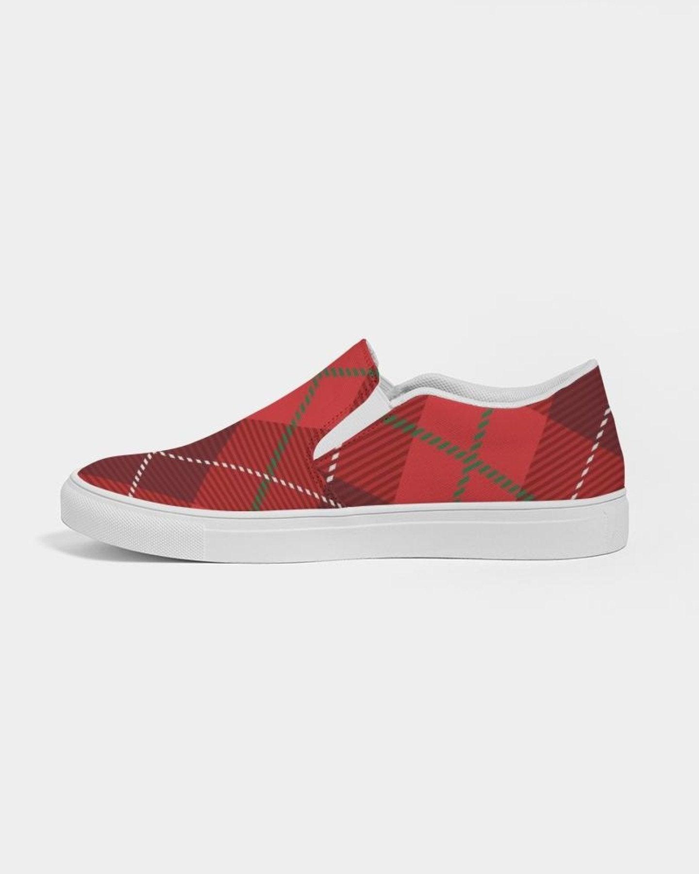 Women's Sneakers - Red Plaid Style Slip-on Canvas Sports Shoes - VirtuousWares:Global