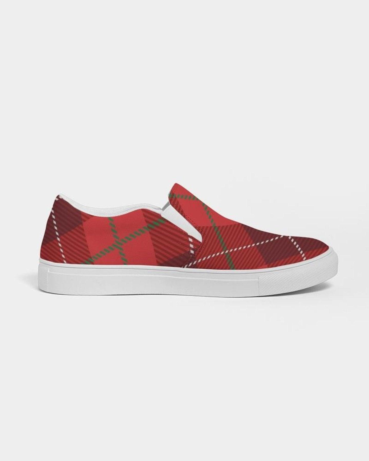 Women's Sneakers - Red Plaid Style Slip-on Canvas Sports Shoes - VirtuousWares:Global