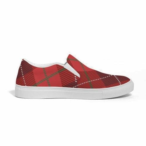 Women's Sneakers - Red Plaid Style Slip-on Canvas Sports Shoes - VirtuousWares:Global