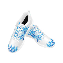 Women's Snekears Blue And White Mosaic Print - Running Shoes - VirtuousWares:Global