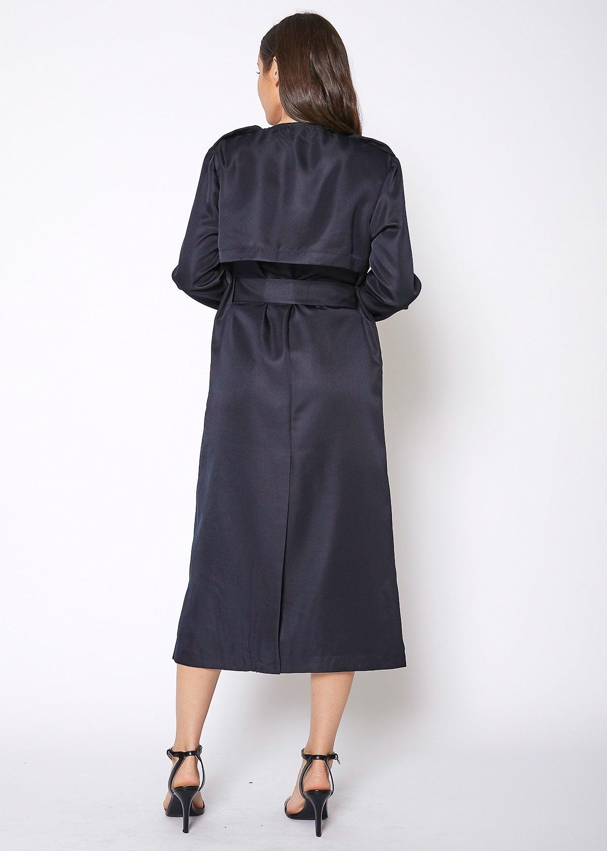 Women's Tie Waist Maxi Trench Coat - VirtuousWares:Global