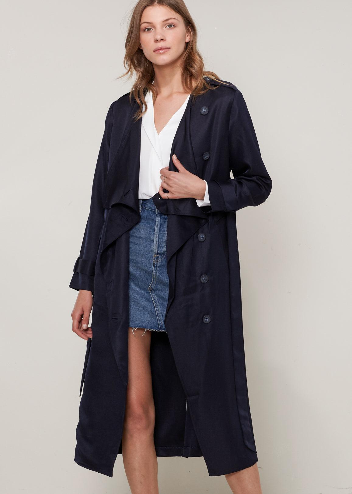 Women's Tie Waist Maxi Trench Coat - VirtuousWares:Global