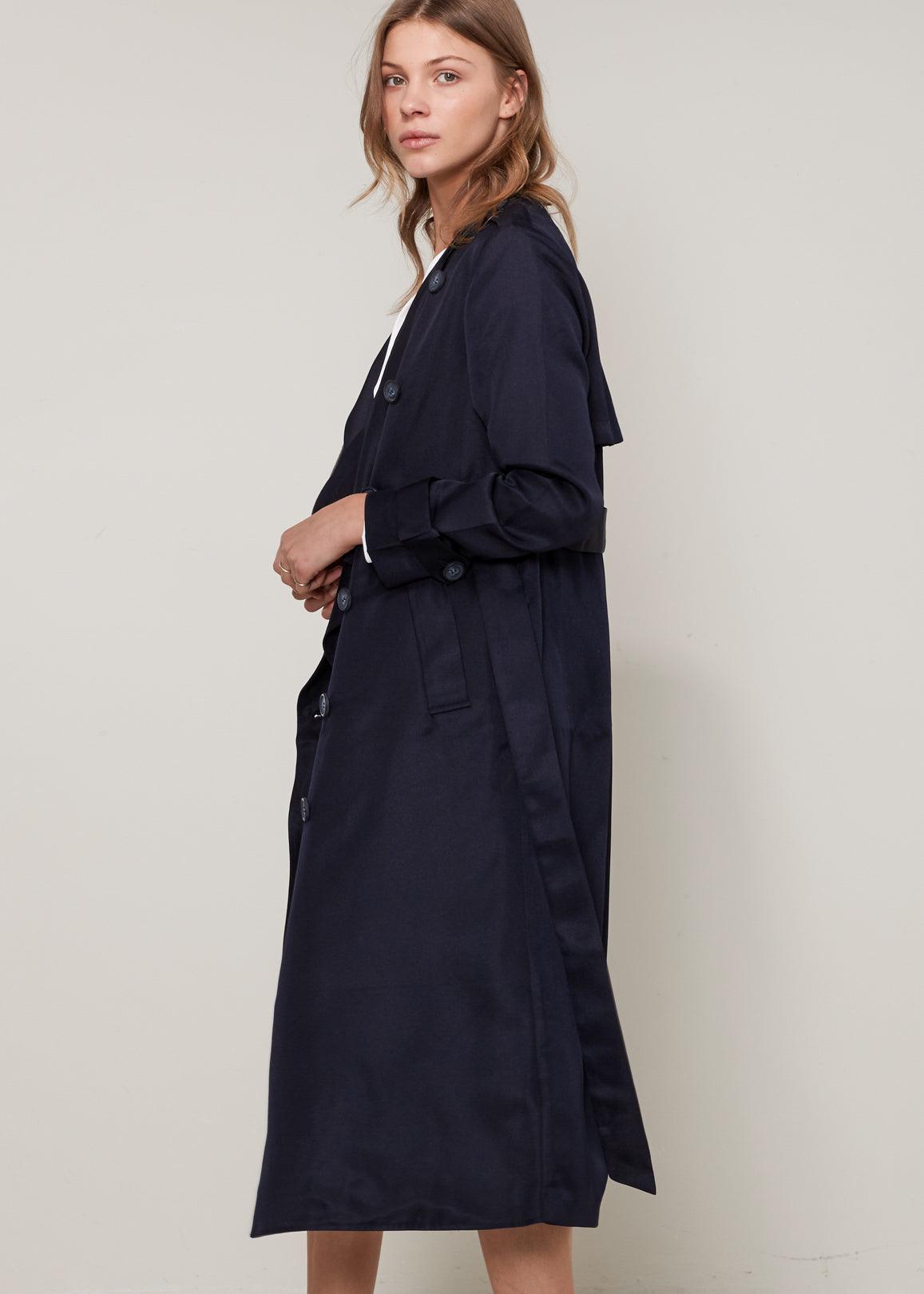 Women's Tie Waist Maxi Trench Coat - VirtuousWares:Global