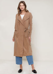 Women's Wrap Trench Coat In Sand - VirtuousWares:Global