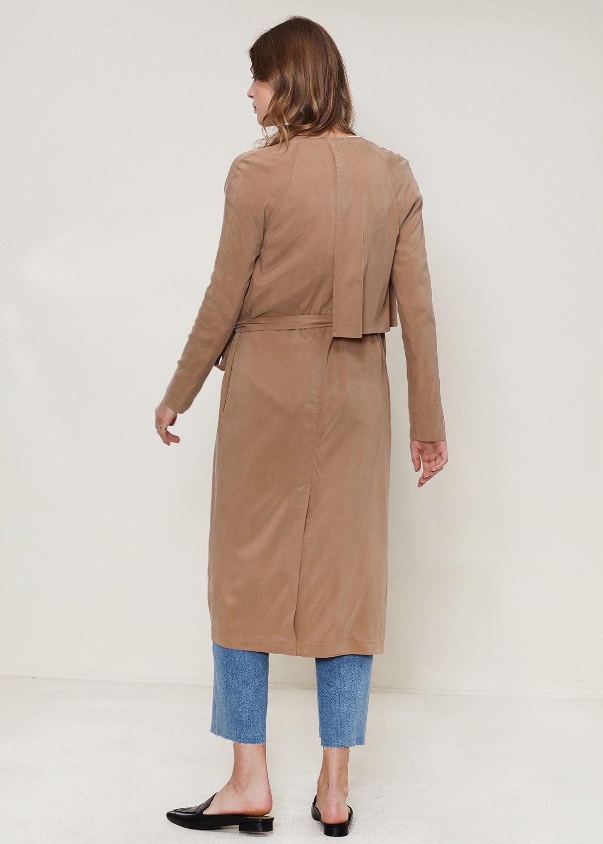 Women's Wrap Trench Coat In Sand - VirtuousWares:Global