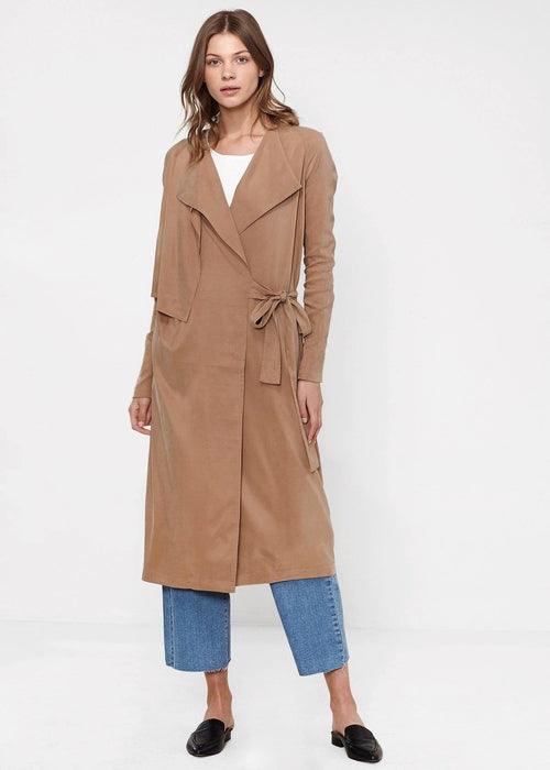 Women's Wrap Trench Coat In Sand - VirtuousWares:Global