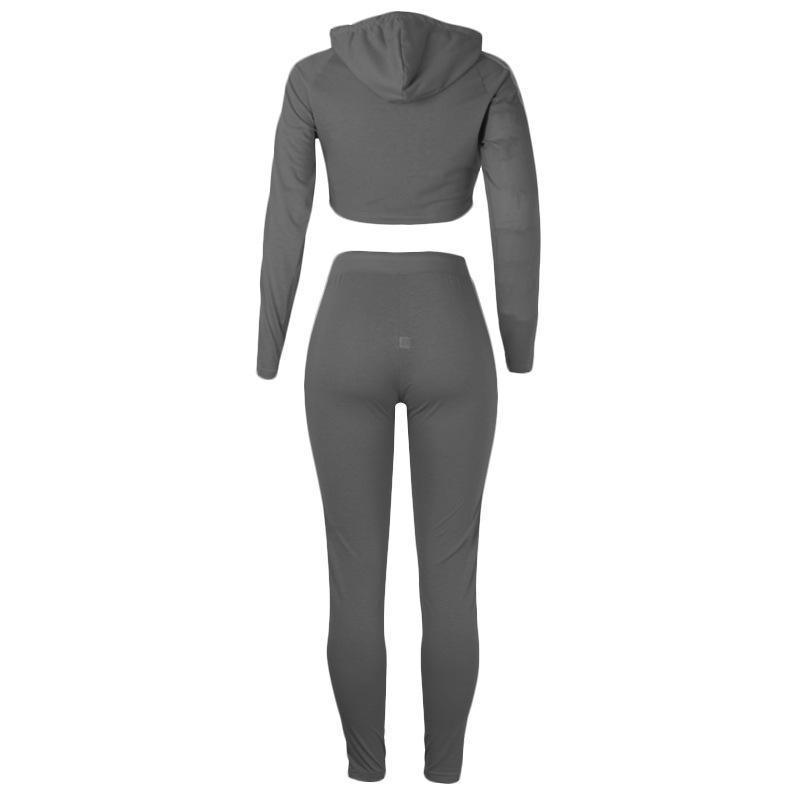 Women Set Long Sleeve Crop Top And Pants Jogger Two Piece Set - VirtuousWares:Global