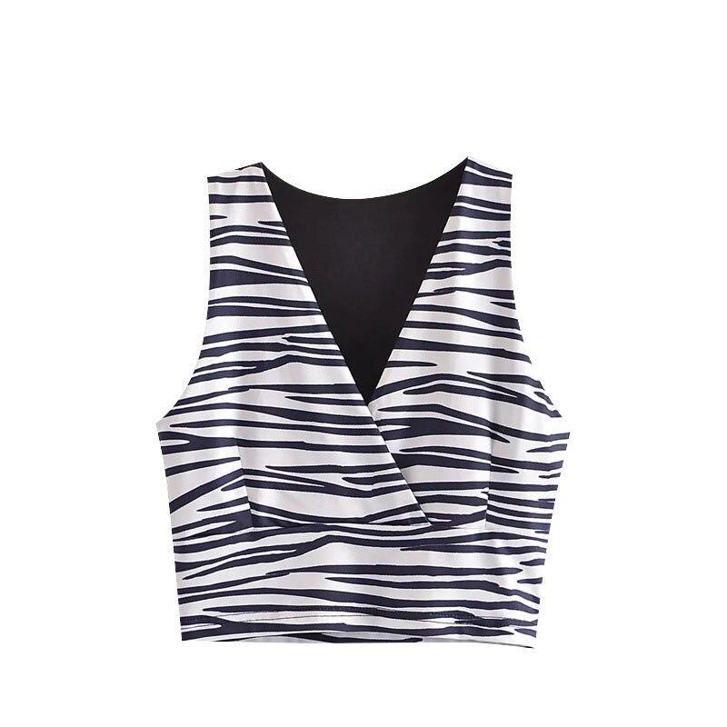Women Sexy Fashion Zebra Print Cropped Tank Top - VirtuousWares:Global