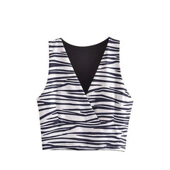 Women Sexy Fashion Zebra Print Cropped Tank Top - VirtuousWares:Global