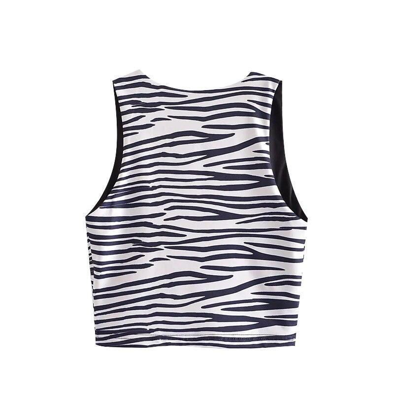 Women Sexy Fashion Zebra Print Cropped Tank Top - VirtuousWares:Global