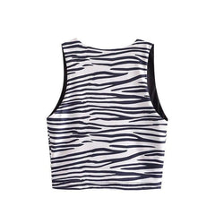 Women Sexy Fashion Zebra Print Cropped Tank Top - VirtuousWares:Global