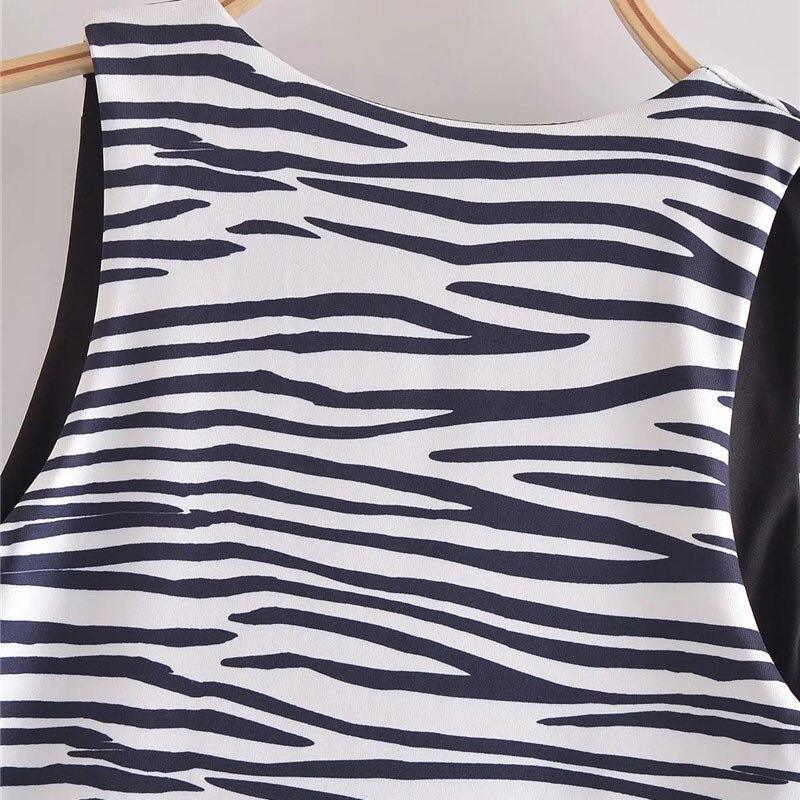 Women Sexy Fashion Zebra Print Cropped Tank Top - VirtuousWares:Global