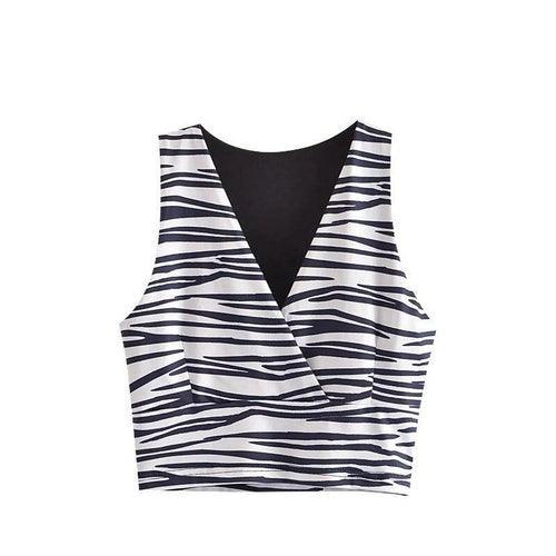 Women Sexy Fashion Zebra Print Cropped Tank Top - VirtuousWares:Global
