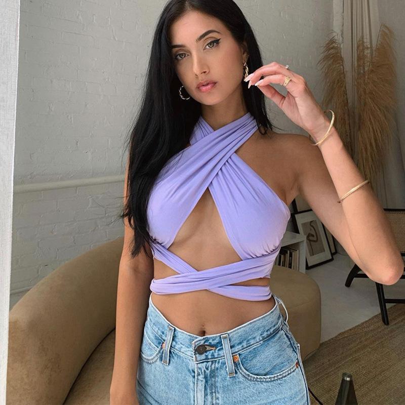 Women Sexy Halter Cross Bandage Tops - VirtuousWares:Global