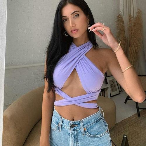 Women Sexy Halter Cross Bandage Tops - VirtuousWares:Global
