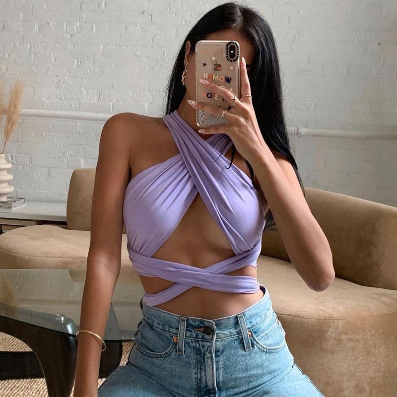 Women Sexy Halter Cross Bandage Tops - VirtuousWares:Global