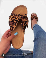 Women Slides 1 Straps Comfy Bow Slide Sandals Leopard - VirtuousWares:Global