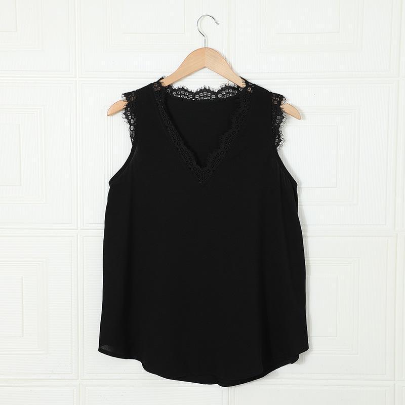 Women Summer Sexy Basic Lace Camisole Summer Knit Tank Top V Neck - VirtuousWares:Global