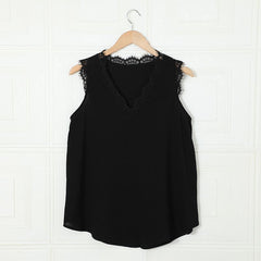 Women Summer Sexy Basic Lace Camisole Summer Knit Tank Top V Neck - VirtuousWares:Global
