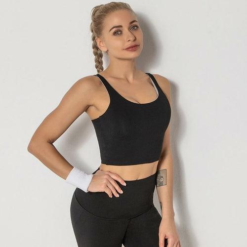 Women Wirefree Removable Cups Longline Yoga Sports Vest - VirtuousWares:Global