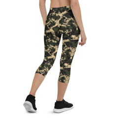 Womens Army Camo Capri Leggings with Honeycombs - VirtuousWares:Global