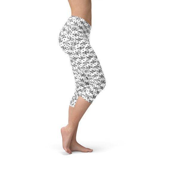 Womens Black and White Dice Capri Leggings - VirtuousWares:Global