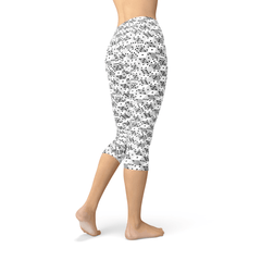Womens Black and White Dice Capri Leggings - VirtuousWares:Global