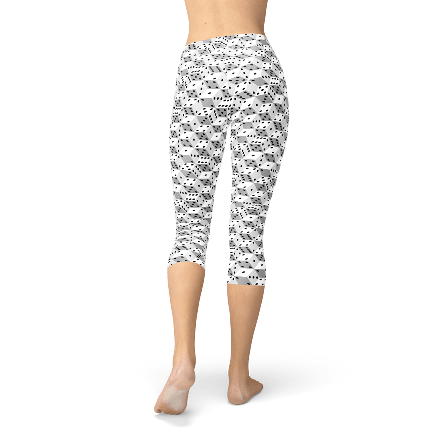 Womens Black and White Dice Capri Leggings - VirtuousWares:Global