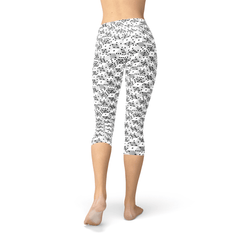 Womens Black and White Dice Capri Leggings - VirtuousWares:Global